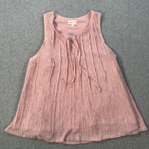 Meadow Rue Anthropologie Sleeveless Top Pleated Raw Trim Women's Medium Lined
