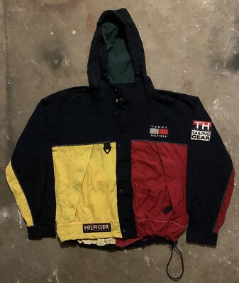 90s Tommy Hilfiger Sailing Gear Windbreaker Vintage Color Block Jacket  Large