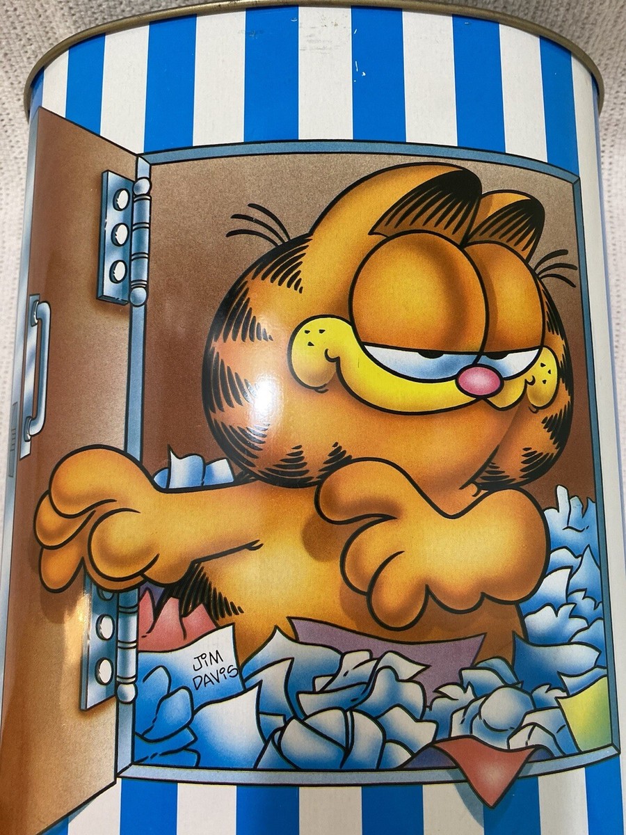Vintage Garfield Metal Trash Can /Waste Basket | eBay