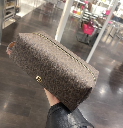 MICHAEL KORS JET SET CUSTODIA COSMETICA DA VIAGGIO MEDIA MK bordata MULTI NUOVA CON ETICHETTE - Foto 8 di 8