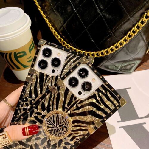 Square Leopard  Zebra Phone Case For iPhone 11 12 13 14 Samsung S22 S23 Huawei - Picture 1 of 14