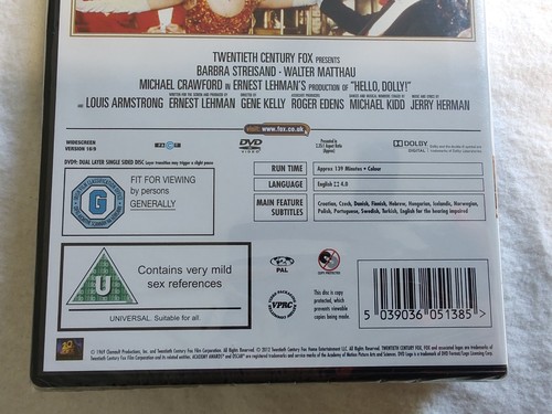 Hello, Dolly! DVD (1969) Barbra Streisand Cert U New & Sealed. - 第 4/4 張圖片