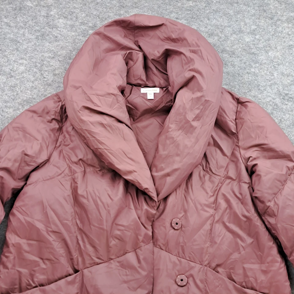 Casaco acolchoado Garnet Hill feminino empacotável 12 rosa colarinho largo acolchoado - Imagem 3 de 4