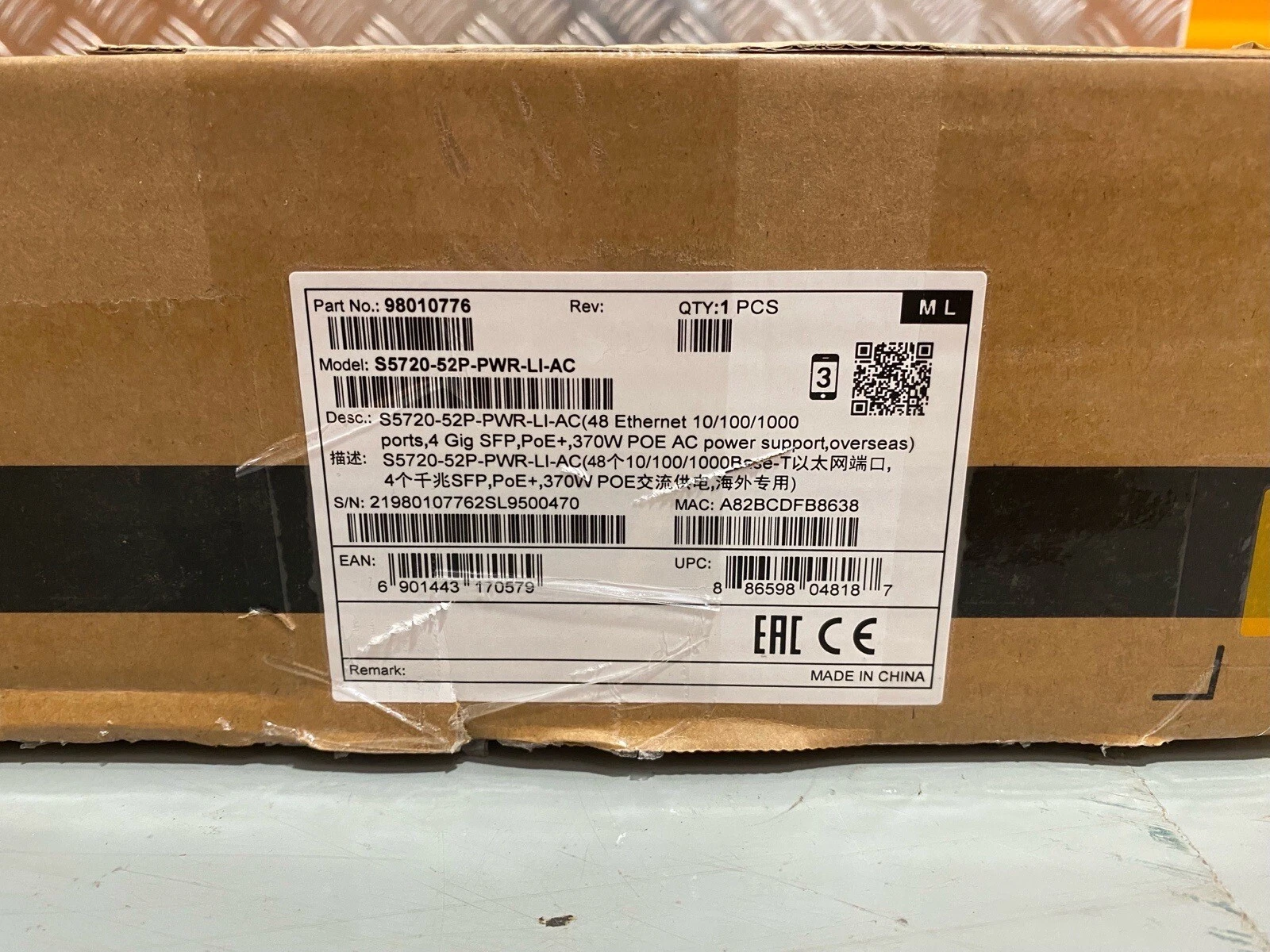 Huawei Enterprise Nework Switch 98010776 S5720-52P-PWR-LI-AC Brand New Sealed 3