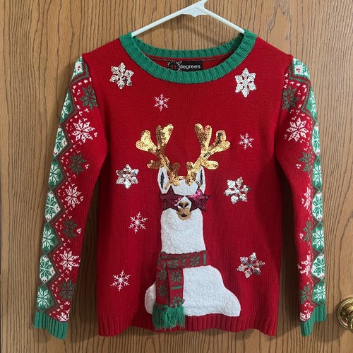 Girls Christmas Llama Sweater 33 Degrees Size Large - Picture 12 of 12
