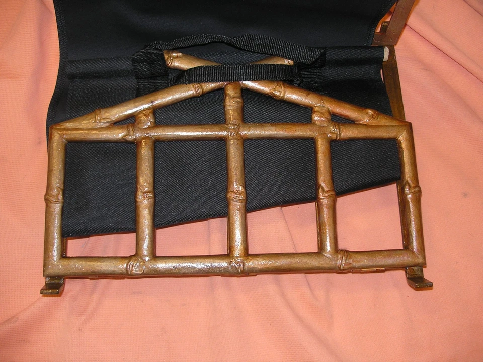 Uniflame Cast Aluminum Fireplace Log Wood Holder Basket Bamboo Finish W-5604 New - Image 4 of 4