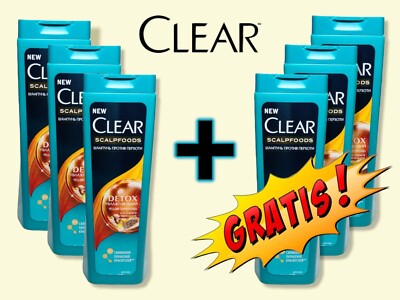 CLEAR Shampoo Detox Bundle Damen Shampoo (Entgiftung) je 200ml (3 + 3 Gratis)
