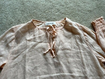 トップス STONE  NWOT NEW CLOTH & STONE 100% linen blouse tunic long slvs M