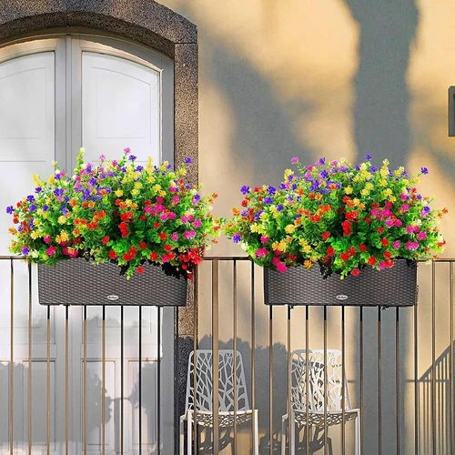 20 paquetes de flores artificiales planta falsa boda jardín interior exterior decoración del hogar - Imagen 17 de 17