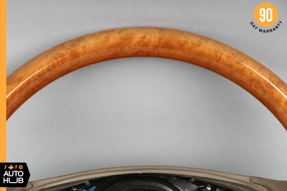 00-06 Mercedes W220 S600 S500 CL600 Driver Steering Wheel Brown Wood OEM - Image 3 of 4