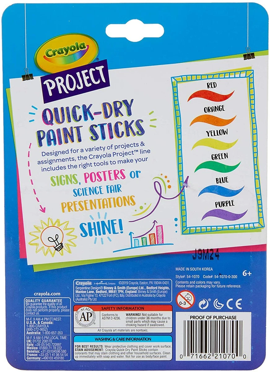 Crayola® Project™ QuickDry Paint Sticks, Crayola Paint Sticks