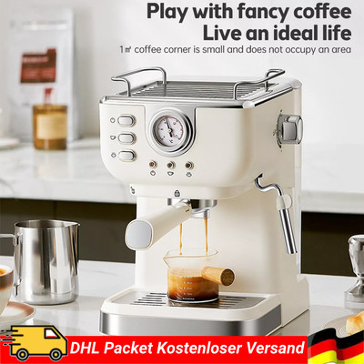 Espressomaschine, 1050W 20 Bar Cappuccino Kaffeemaschine Milchschaum Siebträger