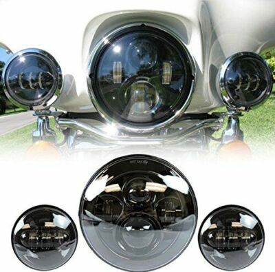 Pair 4.5Inch LED Passing Lights Black Fog Spot lamp for Harley