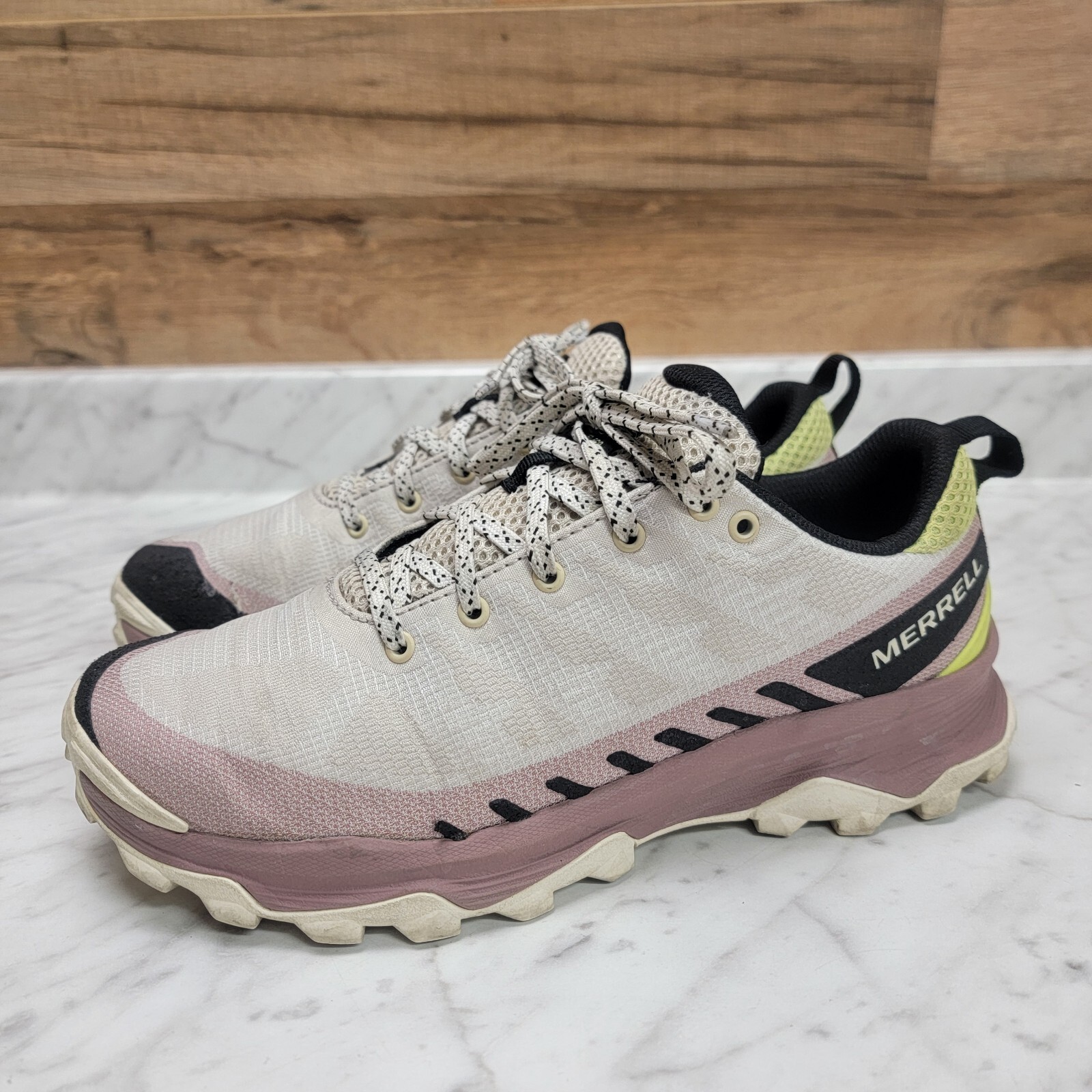 Womens Size 8 Merrell Speed Eco Oyster Burlwood Sneakers J037368 White Purple