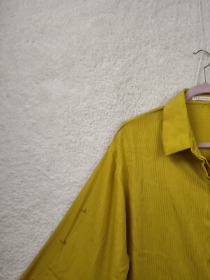 売れ筋商品|||サムス サムス シャツ レディース トップス CATALPA SHIRT  - Button-down blouse - dusty yellow Q2 Collection Women Top Medium Yellow Stripe Polyblend