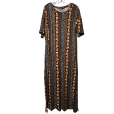 Story Teller Maxi Dress Boho Bohemian Striped Floral Leopard Print 3X