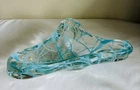 VTG Murano Art Glass Bowl Atomic Boomerang Gold Stardust Aqua Blue Cosmic Swirl