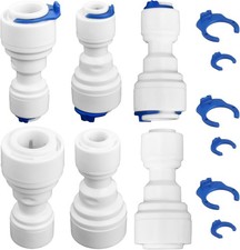 6 PCS Quick Connect Fittings 1/4" to 3/8" Tube OD Push Fit Quick Connect Plastic