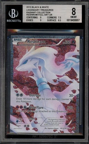 Pokemon Reshiram Legendary Treasures Radiant Coll. FA #RC22 Square Cut BGS 8