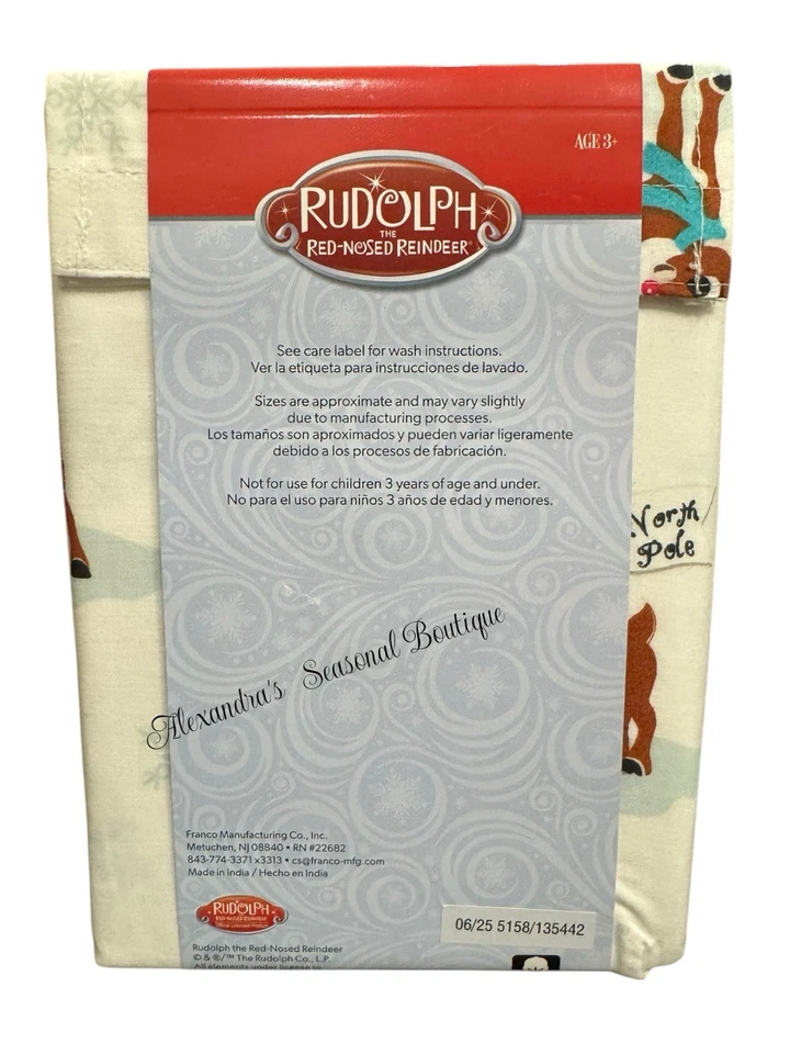 Rudolph The Red Nosed Reindeer Standard 2 Fronha Natal Algodão Novo - Imagem 3 de 4