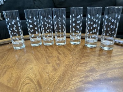 Courvoisier CV Logo Tall Bar Glasses 6'' Set of 7 Made In France Very Good Cond.