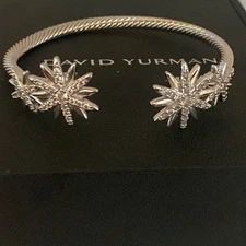 David Yurman 925 Silver 4mm Starburst Twisted Cuff
