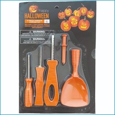 Happy Halloween 5 Piece Pumpkin Carving Kit With 8 Stencils Included New