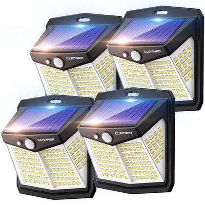 Solarleuchten für Außen, Claoner 128 LED Motion 4er Pack, kaltweiß 6500k 