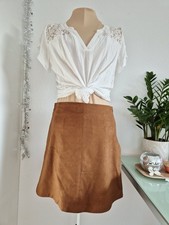 Minirock A-Linie Wildleder/Velours Optik Cognac Braun | 38 | C&A | Neu + Etikett