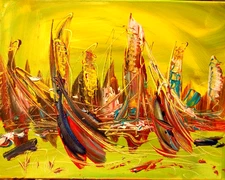 M. Kazav CITYSCAPE NYC  Impressionism  Abstract  Fine Art Original Painting