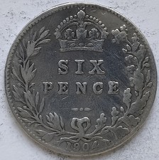 1904 Edward VII Sixpence Coin 9.25 Silver Fine Collectable Grade