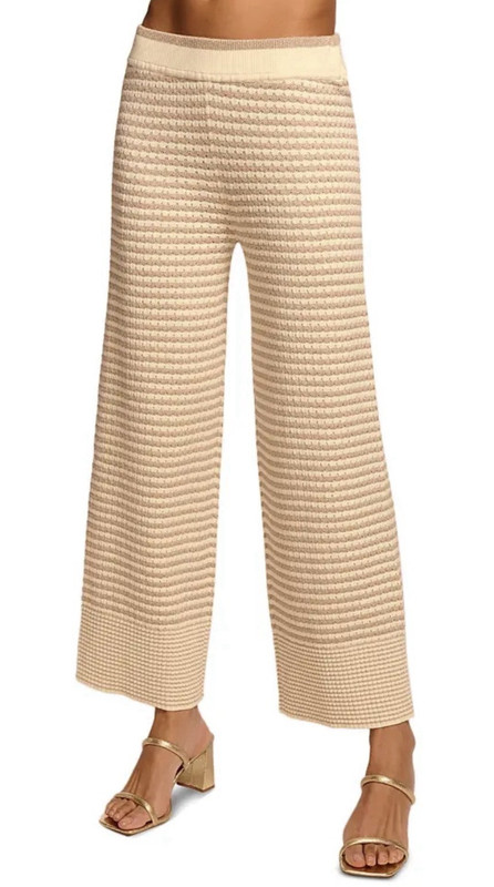 Ramy Brook Pants XL Cher Sandstone Beige White Wide Leg Cotton Stretch NWT $395