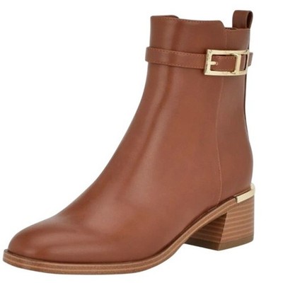 Calvin Klein Women's Dress Booties Jallis US 9.5M Natural Brown Block Heel