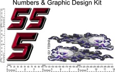 Image of R/C Vinyl Decal 1/10th Scale Bevel 2-D Red (# 5's) Graphic Skull Kit R122n