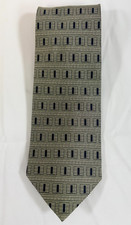 Roberto Villini Collezione Hand Made Men's Geometric Tie 100  Silk Gold Black