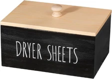 zoocatia Laundry Room Decor Dryer Sheet Container Wood Detergent Black 