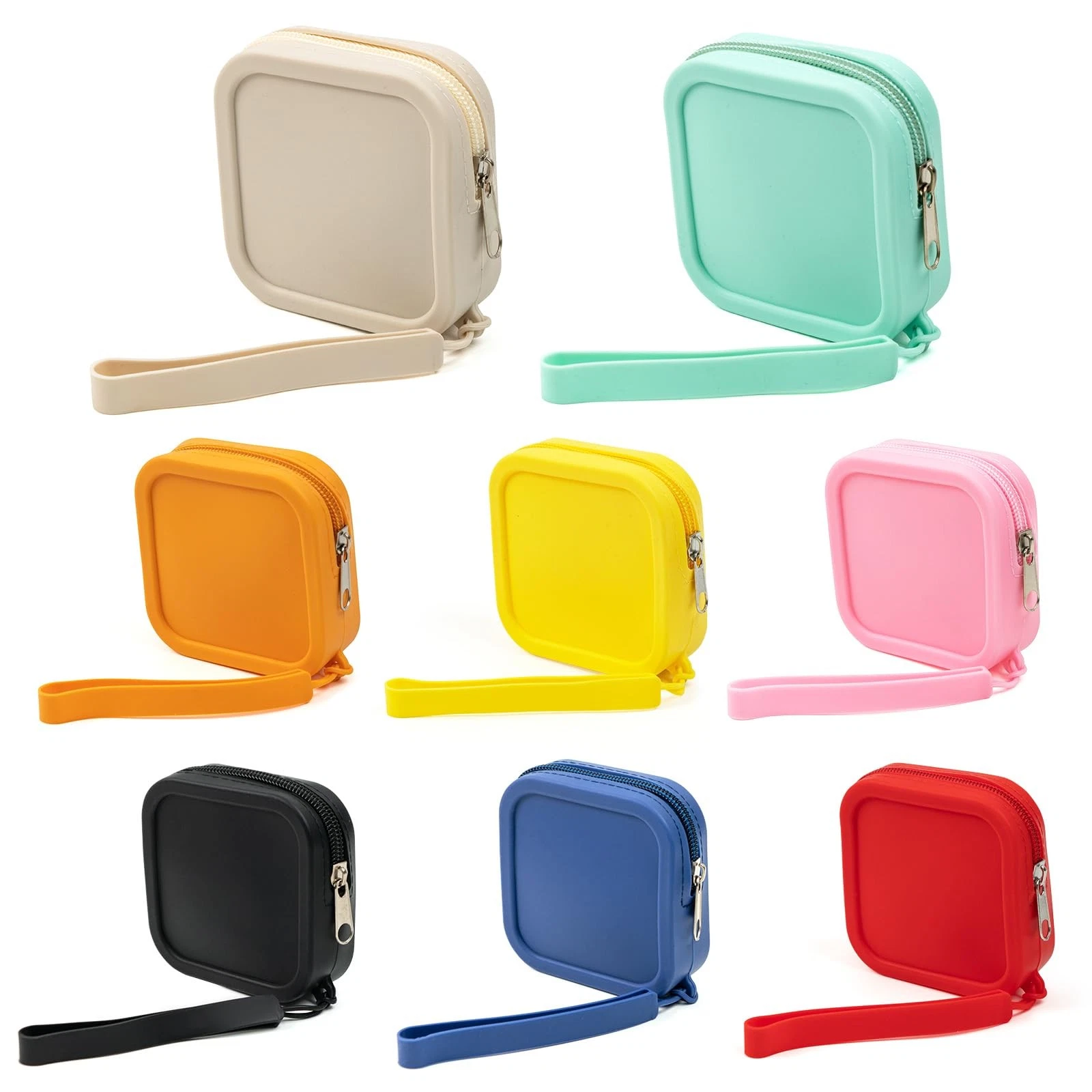 8PCS Silicone Coin Purse Set, Multicolored Travel Case & Small Waterproof Zip...