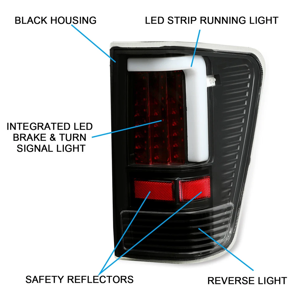 Luces traseras luces freno izquierda derecha para camioneta Nissan Titan negro LED 2004-2015 Foto 2 de 4