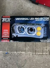 Trux Universal LED Projector Semi-Truck Headlight Assembly Chrome Driver's Side