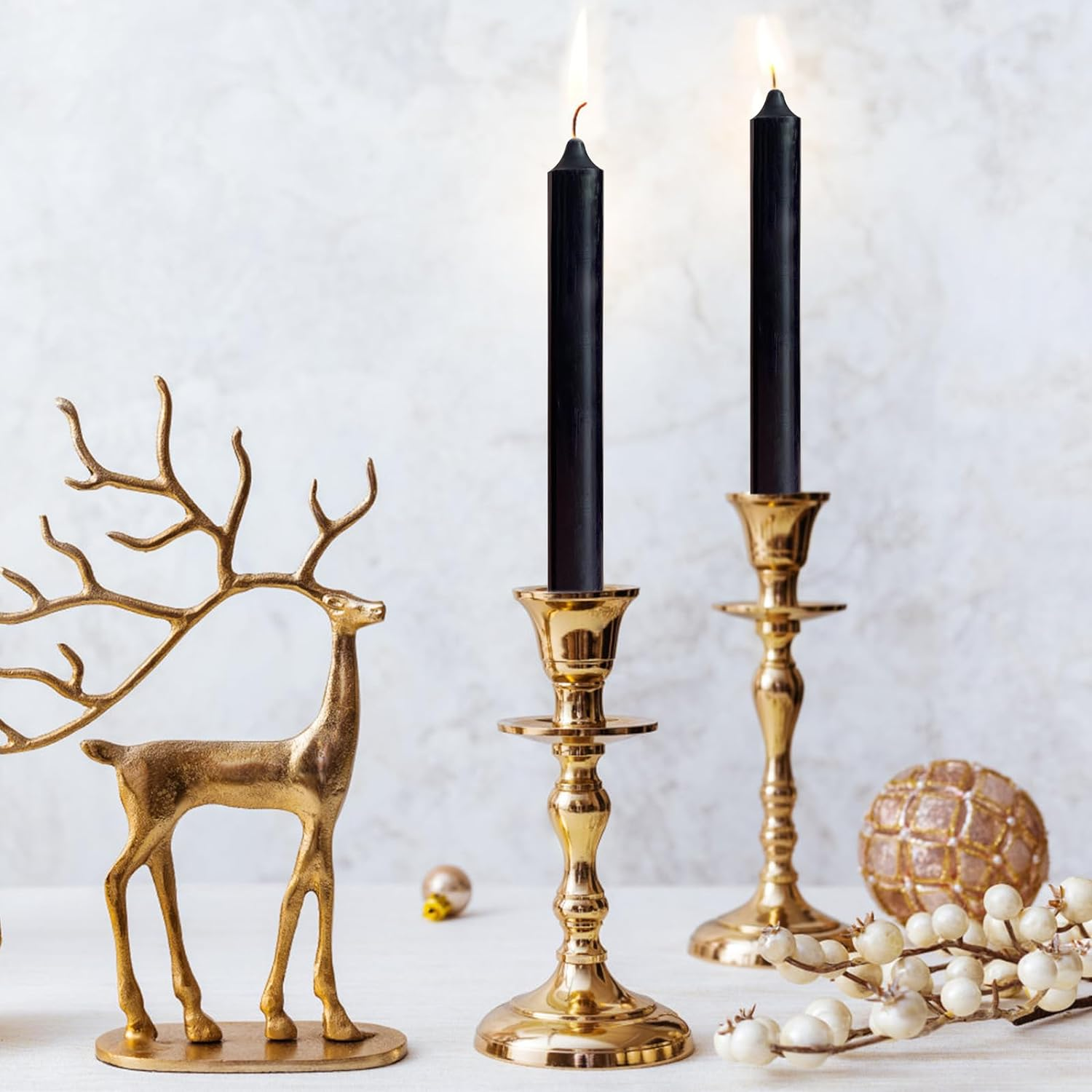 Black Taper Candles 8 Inch Set of 4 Tapered Candles 7.5 Hrs Burning