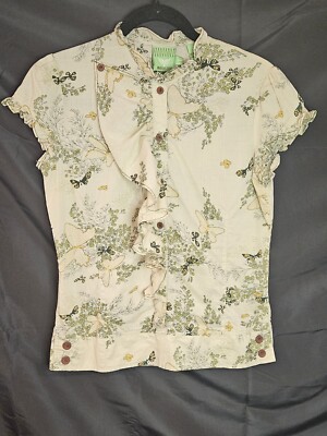 Industry Blouse Small Button Ruffle Butterflies