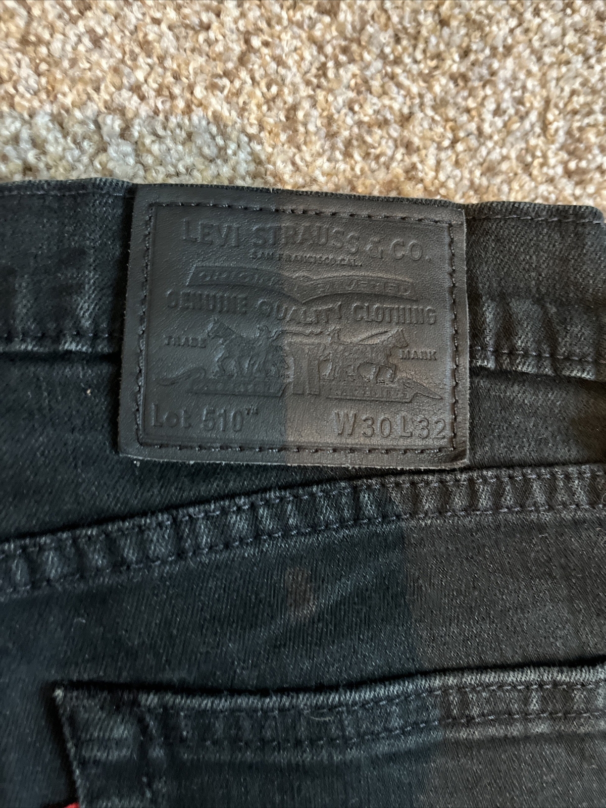 Levis 510 Jeans Men's 30x30 Black Big E Waterless Slim Skinny Denim - View 13