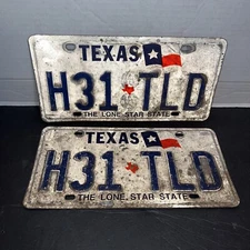 Pair of The Lone Star State License Plate Expired H31 TLD EXPIRED Wall Art Texas
