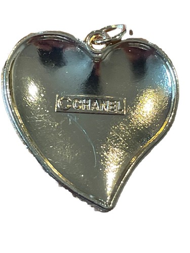 Chanel Zipper Pull Pendant Heart Gold Black XL Large 30mm Stamped - Picture 2 of 4