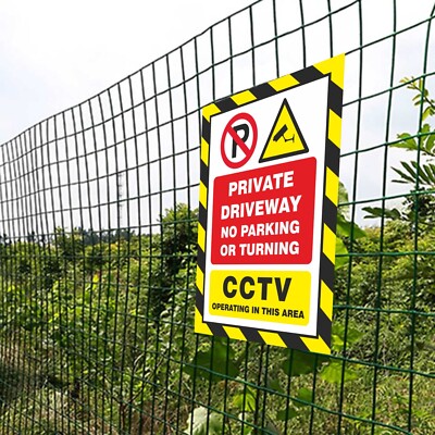 Private property no unauthorised parking 24 hour CCTV surveillance in operation sign - 3mm Aluminium sign 300mm x 200mm