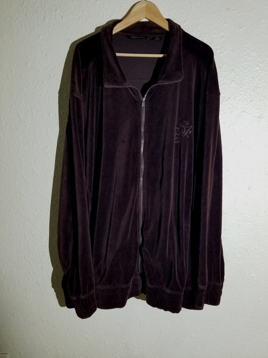 90s Vintage Sean John Brown zip Track Jacket Men 5XB Velour 90s Vintage Sean John Brown zip Track Jacket Men 5XB Velour