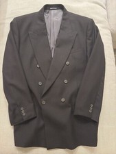 Yves Saint Laurent YSL DB Peak Lapel Wool Jacket in Dark Brown Size 44 R