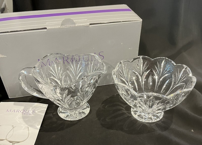 Waterford Marquis Canterbury Cream & Sugar Set West Germany Lead Crystal NIB
