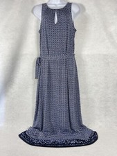 Michael Kors Maxi Dress Women’s Medium Blue Keyhole Sleeveless Floral