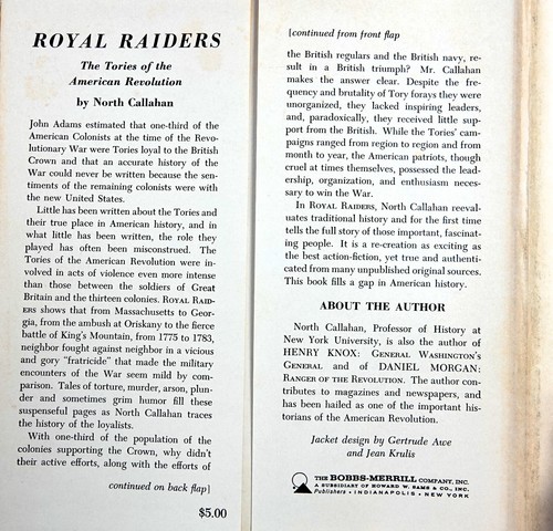ROYAL RAIDERS, TORIES OF THE AMERICAN REVOLUTION BY NORTH CALLAHAN 1963 HC/DJ - Picture 6 of 6